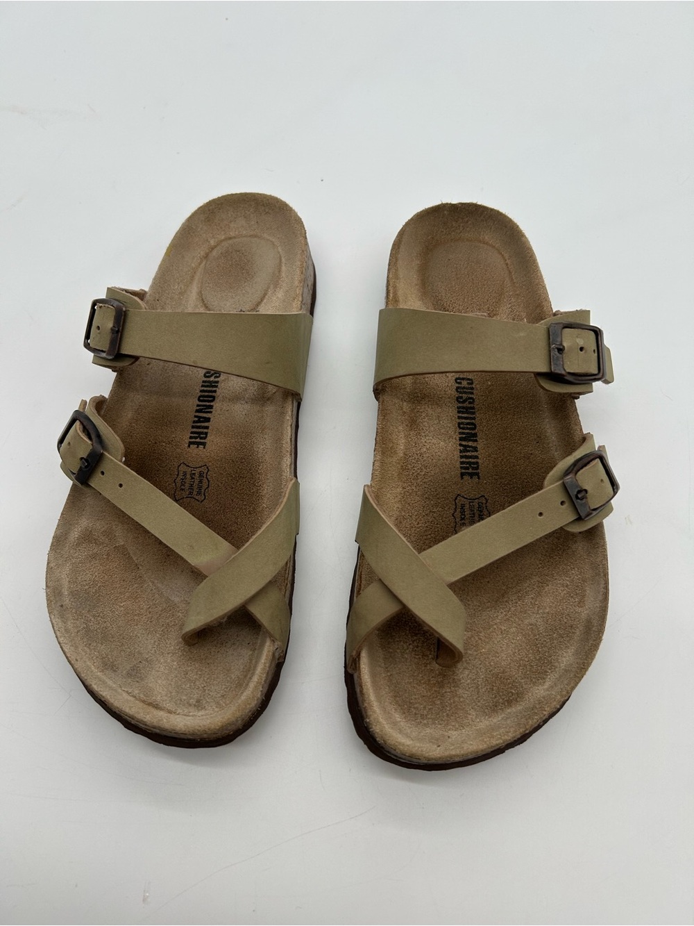 Cushionaire Women’s Luna Footbed Olive Green Buckle Slide Sandals size 9M